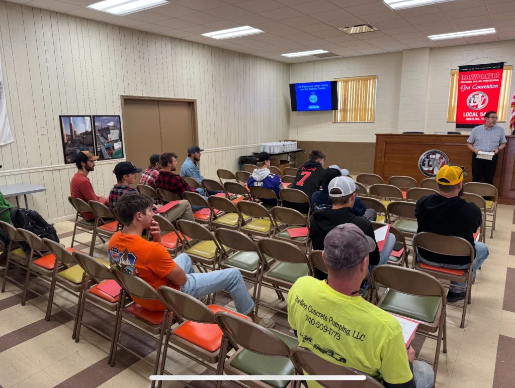 Sam White teaching a labor history class for WV Building Trades members in Wheeling, West Virginia.